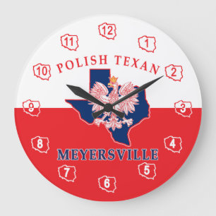 Meyersville Polish Texan Large Clock