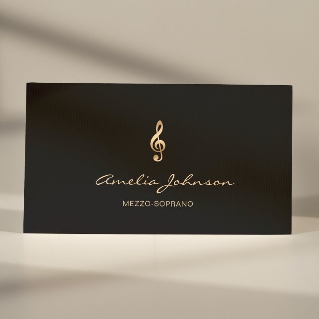 Mezzo Soprano Gold Treble Clef Music Elegant Business Card (Creator Uploaded)