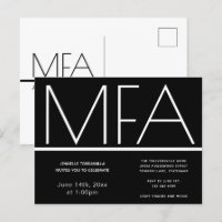 MFA degree Black Graduation Party Invitation
