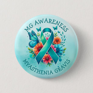 MG Awareness Myasthenia Gravis Ribbon 6 Cm Round Badge