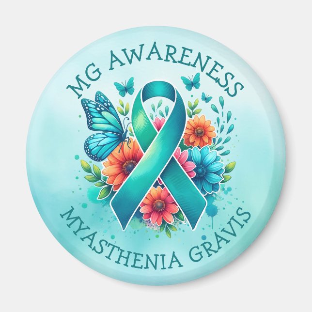MG Awareness | Myasthenia Gravis Ribbon Magnet (Front)