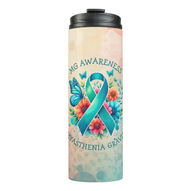 MG Awareness | Myasthenia Gravis Ribbon Thermal Tumbler (Front)