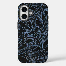MG Black Botanical Pattern IPhone case