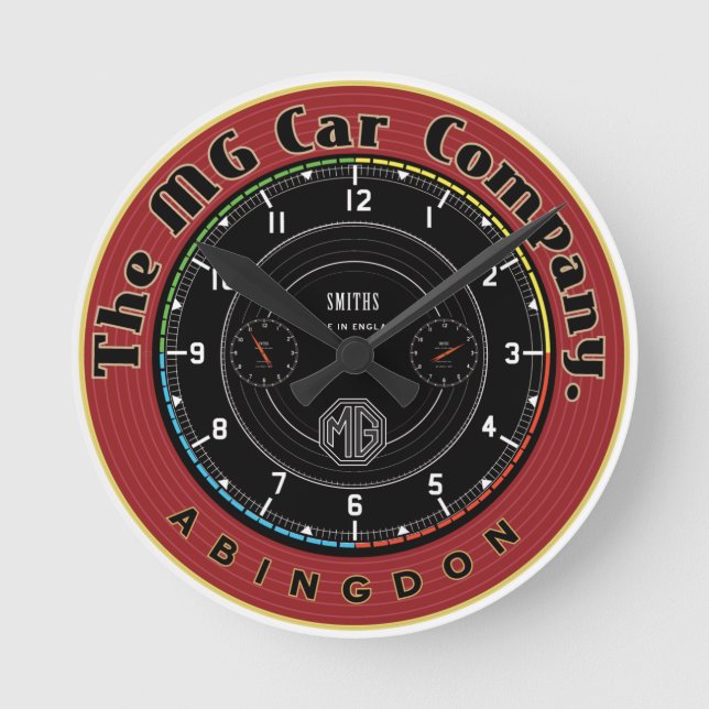 Mg Car Company Abingdon England Round Clock (Front)