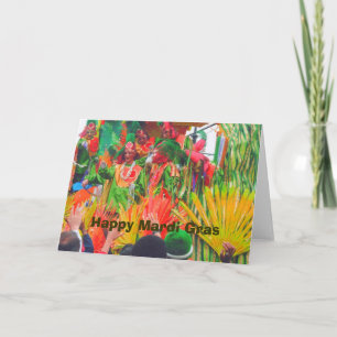 MG Colourful float and riders, Happy Mardi Gras Card