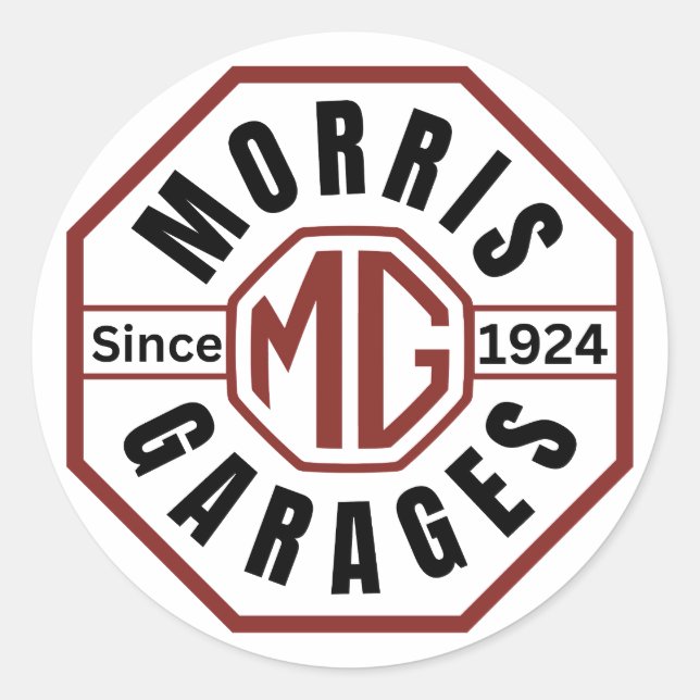 MG Morris Garages Classic Round Sticker (Front)