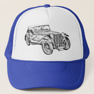 Mg Tc Antique sports Car Illustration Trucker Hat