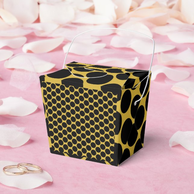 MGold with Black Dot Style Take Out 2x2x2.75 Favour Box (Wedding)