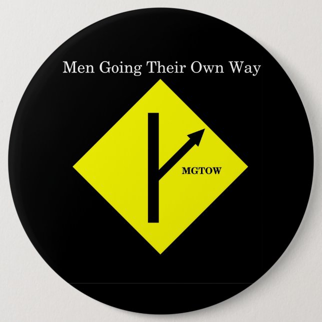 MGTOW Logo Button-XXLarge Size-Black Background 6 Cm Round Badge (Front)