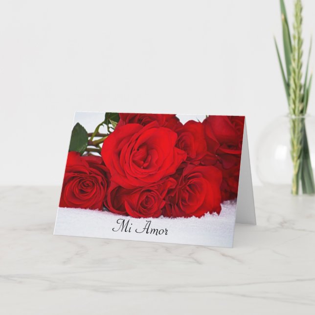 Mi amor Red Roses Card (Front)