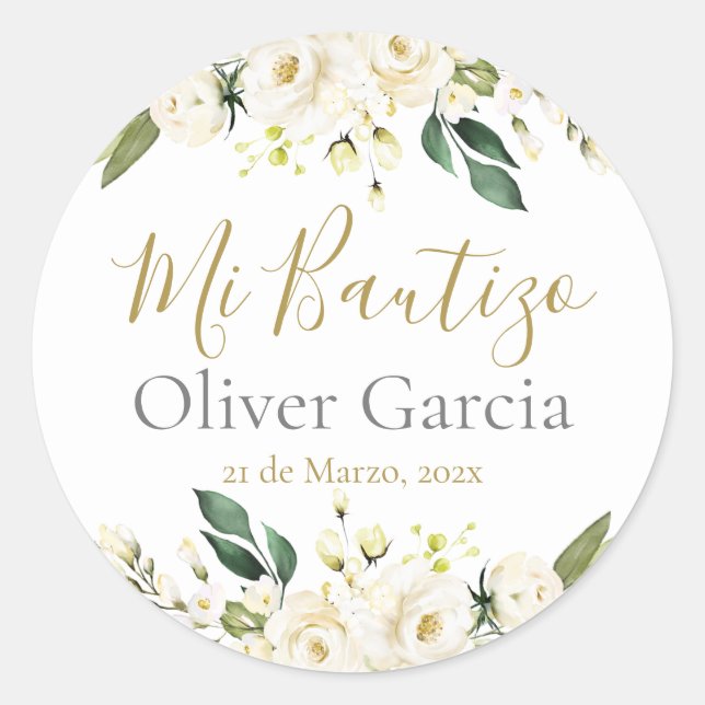 Mi Bautizo  Classic Round Sticker (Front)