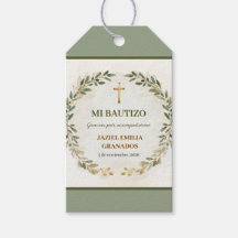 Mi Bautizo Personalised Baptism Gift Tag Green
