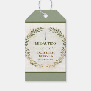 Mi Bautizo Personalised Baptism Gift Tag Green