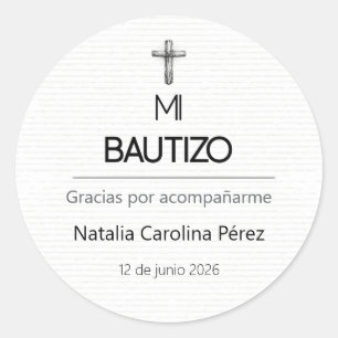 Mi Bautizo Round Favour Sticker Label Personalizad