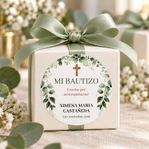 Mi Bautizo Stickers Personalised Baptism Greenery