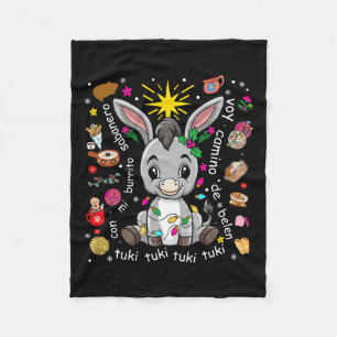 Mi Burrito Sabanero Mexican Christmas Donkey Spani Fleece Blanket