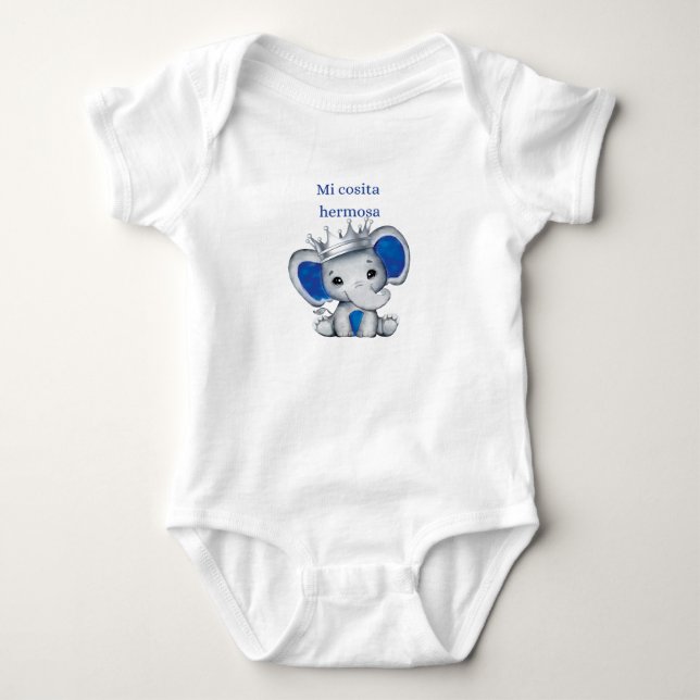 Mi cosita Hermosa, niño, de elefante azul, Baby Bodysuit (Front)