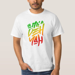 Mi Deh Yah Rasta Saying Graffiti Tag Style Reggae  T-Shirt