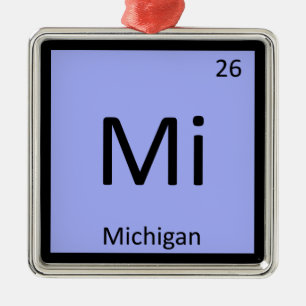 Mi - Michigan State Chemistry Periodic Table Metal Tree Decoration