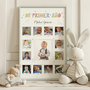 Mi primer año, Baby Collage, Español, Spanish Photo Print