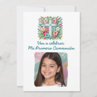 Mi Primera Comunión Cruz & Flores con foto 