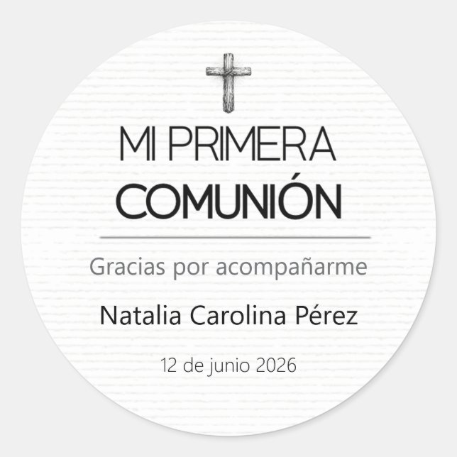 Mi Primera Comunion Spanish Favour Stickers Labels (Front)