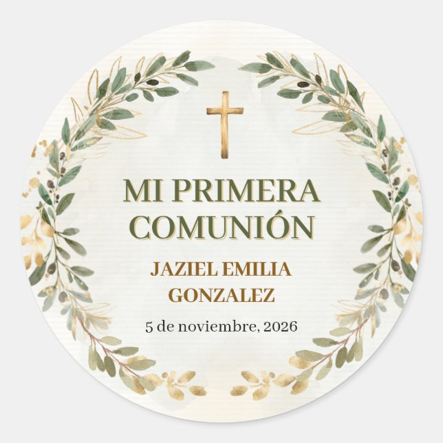 Mi Primera Comunión Stickers Personalised Labels (Front)