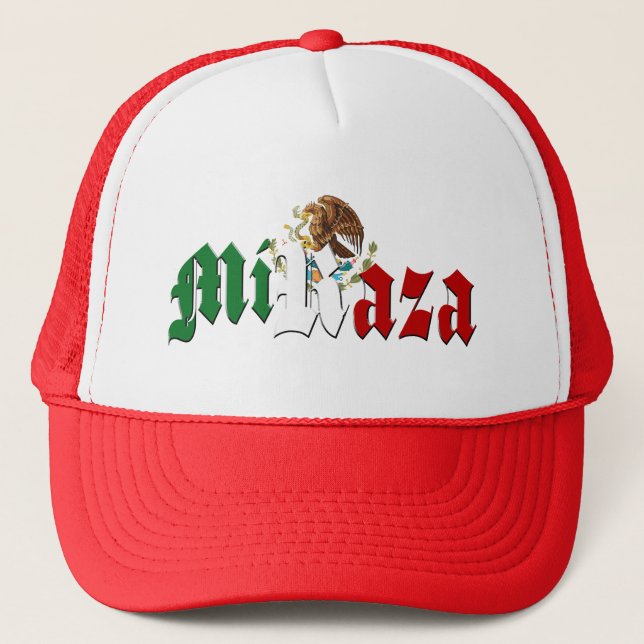 MI RAZA  Mexican Flag  Trucker Hat (Front)