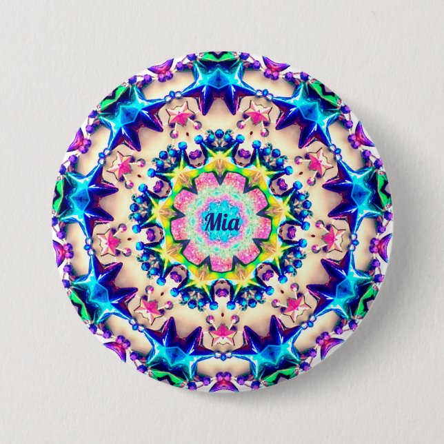 MIA ~ Birthday Star Pattern Personalized ~ 7.5 Cm Round Badge (Front)