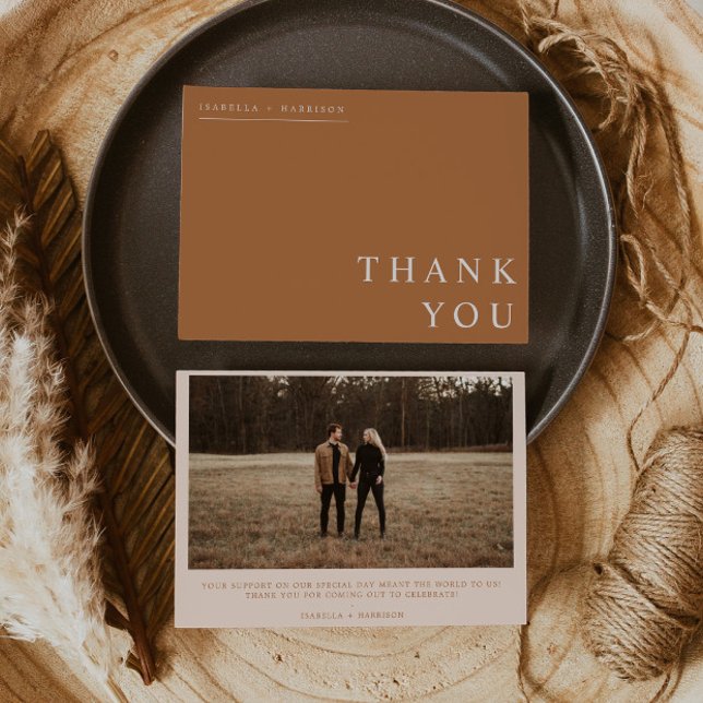 MIA Boho Burnt Orange Flat Photo Thank You Card (Creator Uploaded)