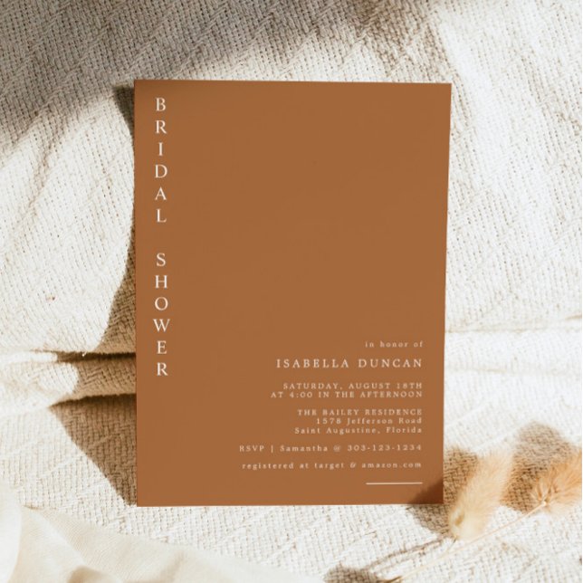 Mia - Boho Burnt Orange Minimalist Bridal Shower Invitation (Creator Uploaded)
