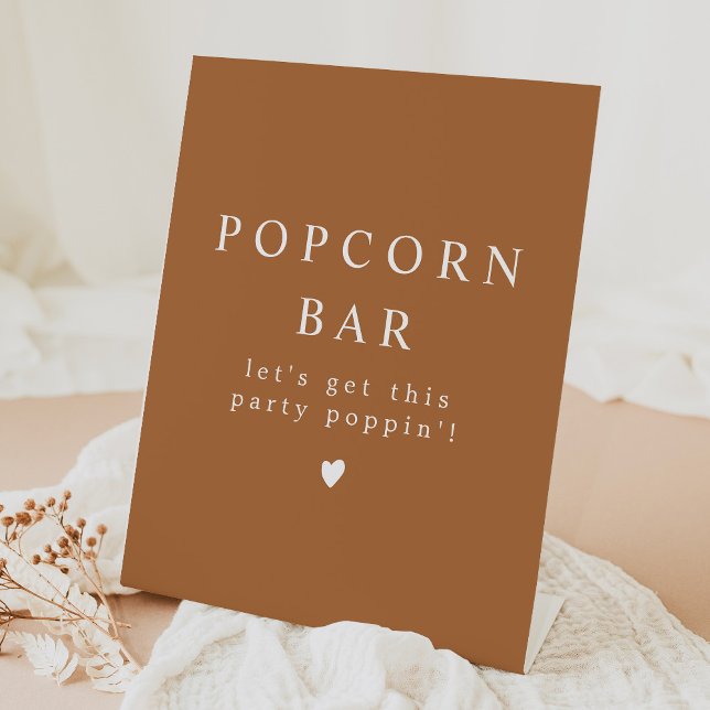MIA Boho Terracotta Popcorn Bar Party Poppin' Pedestal Sign (Creator Uploaded)