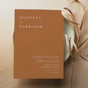 Mia - Burnt Orange Modern Minimalist Wedding Invitation