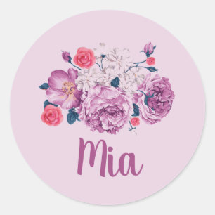 Mia Name Floral Custom Vintage Flower Girl Labels