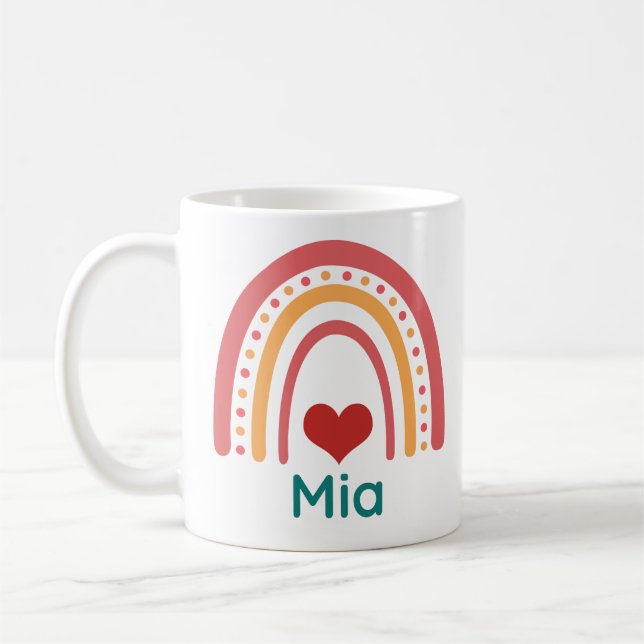 Mia Vintage Boho Rainbow Coffee Mug (Left)