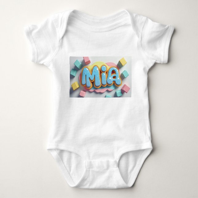 Mia written in graffiti font baby bodysuit (Front)