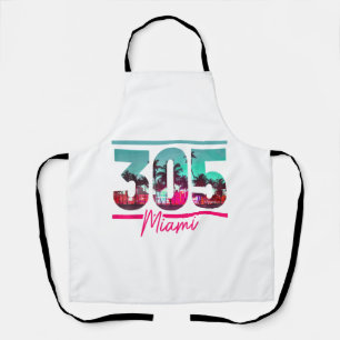 Miami 305 Area Code Florida Vintage Palm Trees Pri Apron