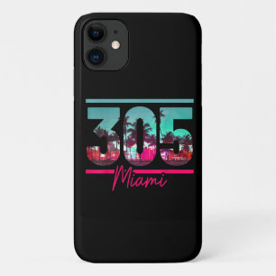 Miami 305 Area Code Florida Vintage Palm Trees Pri Case-Mate iPhone Case