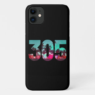 Miami 305 Area Code Florida Vintage Palm Trees Pri Case-Mate iPhone Case