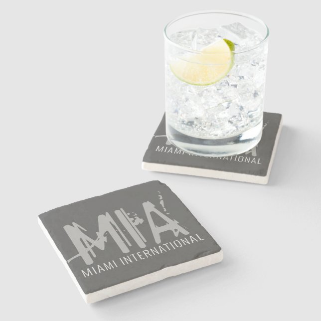 Miami Airport Grunge Typography Dark Grey  Stone Coaster (Side)