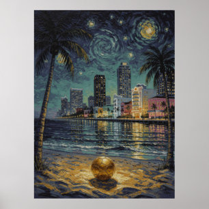 Miami Art Deco Beach Soccer Fine Art Poster