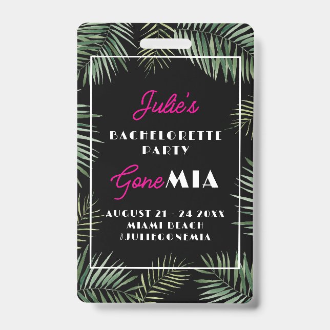 Miami Bachelorette Buy Bride A Drink QR code ID Badge (Front)