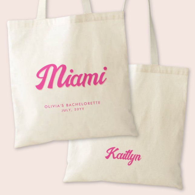 Miami Bachelorette Party Personalised Tote Bag (Miami Bachelorette Party Tote Bag)