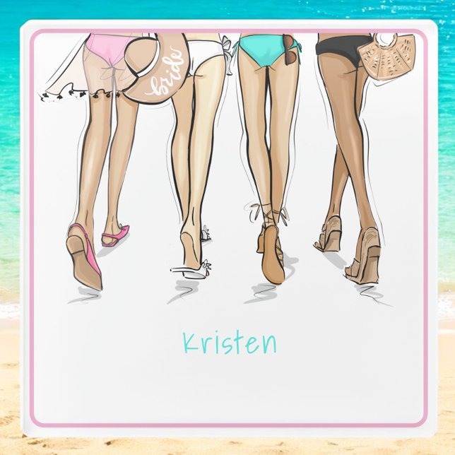 Miami Bachelorette Party Weekend Bikini Custom  Glass Coaster (Creator Uploaded)