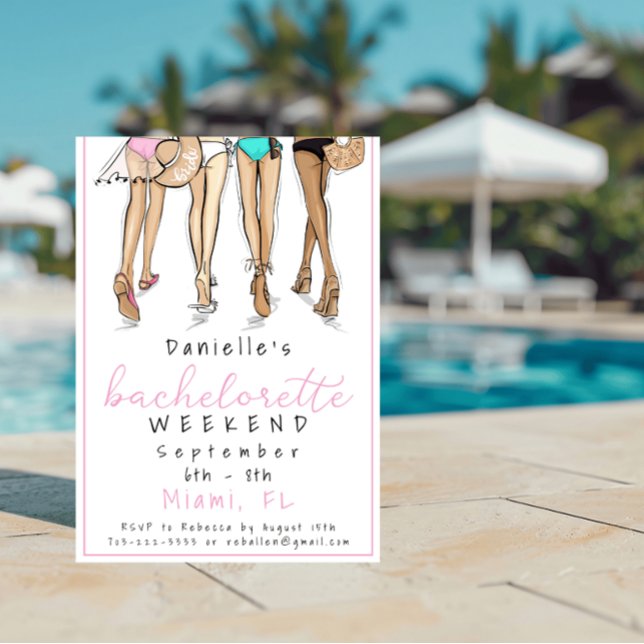 Miami Bachelorette Party Weekend Bikini Fashion Invitation (Creator Uploaded)
