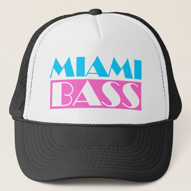 Miami Bass Retro 80s Trucker Hat (Front)
