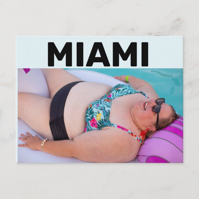MIAMI BBW BIG BIG BIKINI GIRL ON BEACH Postcard (Front)