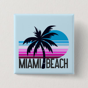 Miami Beach   15 Cm Square Badge