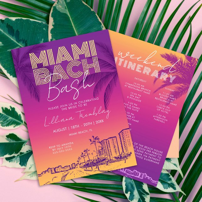 Miami Beach Bachelorette Weekend Itinerary Invitation (Creator Uploaded)