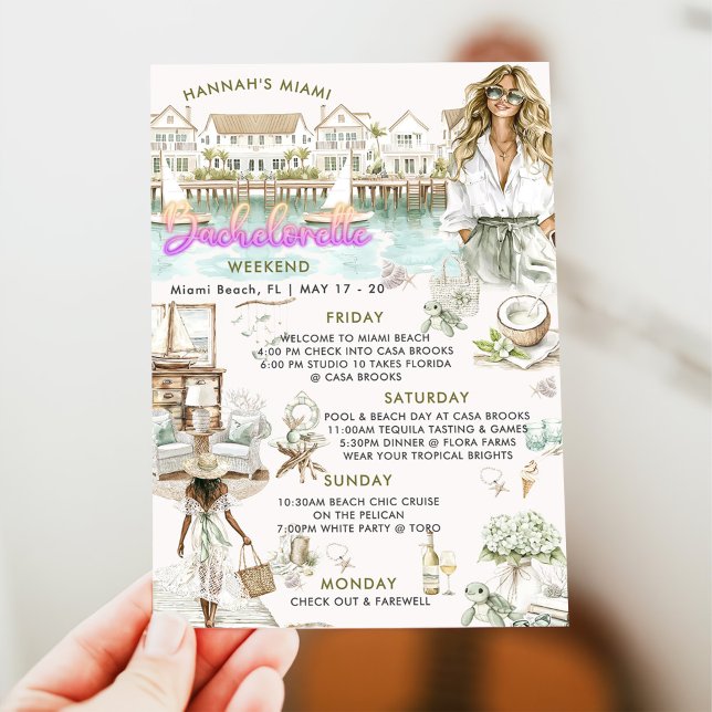Miami Beach Bachelorette Weekend Itinerary  Invitation (Creator Uploaded)